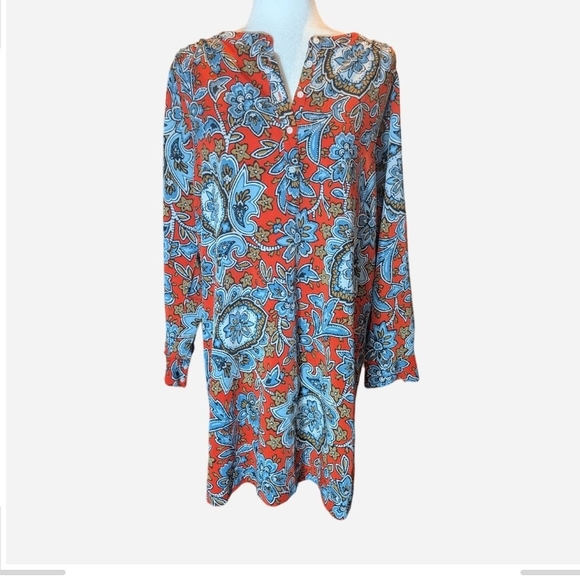 LOFT Dresses & Skirts - Pre-owned LOFT Red and Blue Patterned Dress